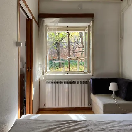 Retro House With Garden In Center *